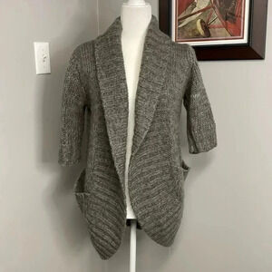 Urban Outfitters Pins & Needles Gray Wool Cable Knit Cardigan Sweater w/ Pockets